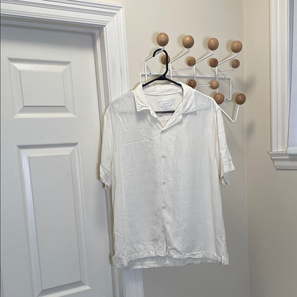 Porter & Ash - Linen Blend Short Sleeve Button Down Old Money - Cream - L
